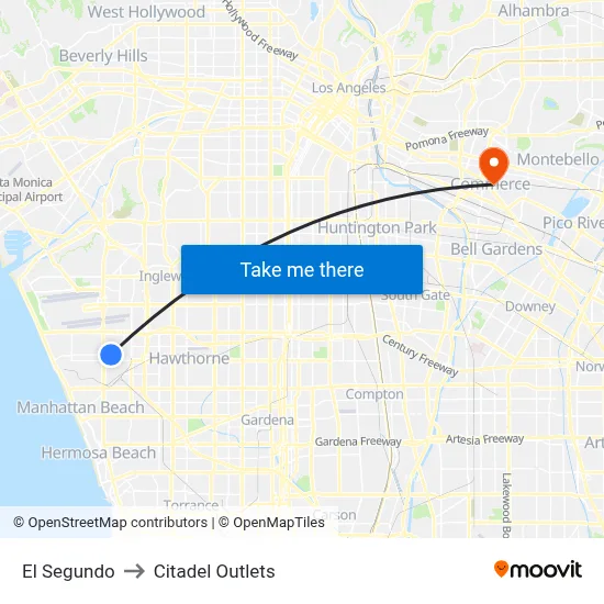 El Segundo to Citadel Outlets map