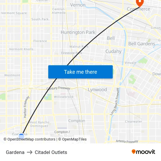 Gardena to Citadel Outlets map