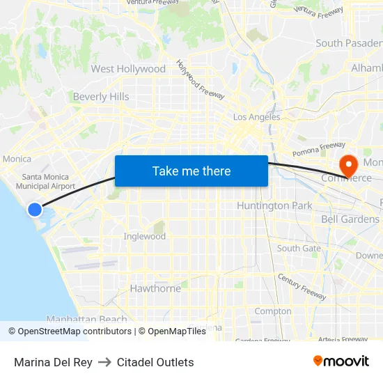 Marina Del Rey to Citadel Outlets map