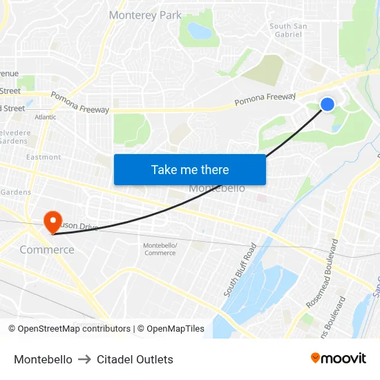 Montebello to Citadel Outlets map