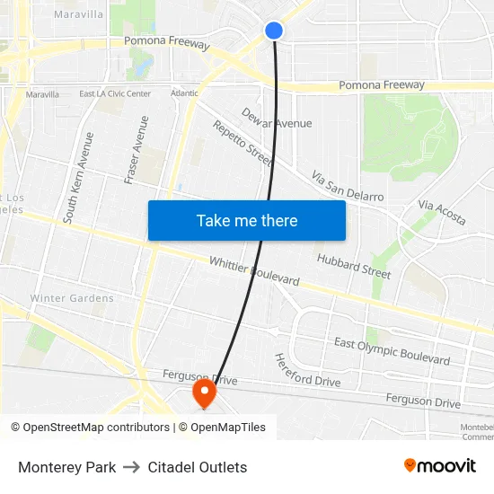 Monterey Park to Citadel Outlets map