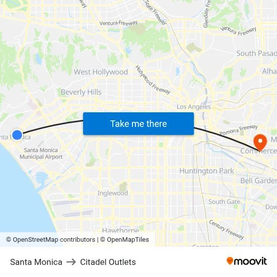 Santa Monica to Citadel Outlets map