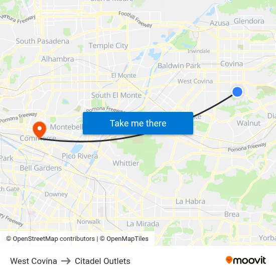 West Covina to Citadel Outlets map