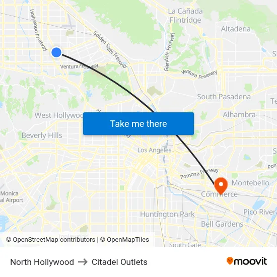North Hollywood to Citadel Outlets map