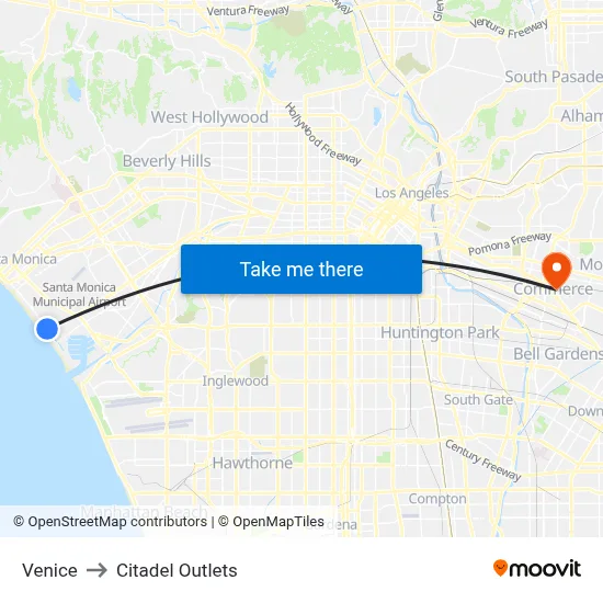 Venice to Citadel Outlets map