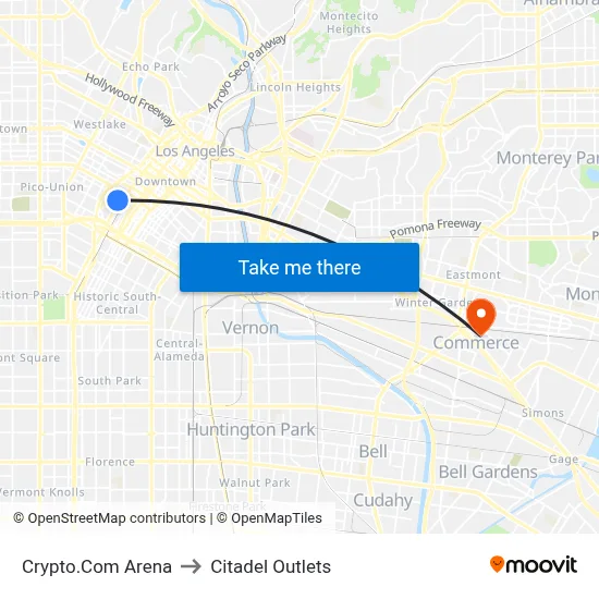 Crypto.Com Arena to Citadel Outlets map