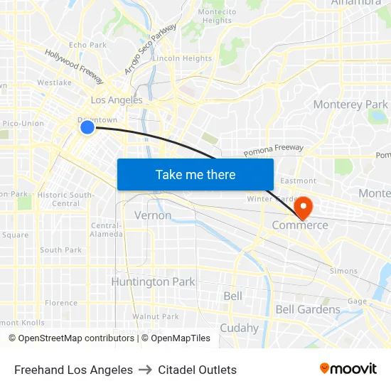 Freehand Los Angeles to Citadel Outlets map