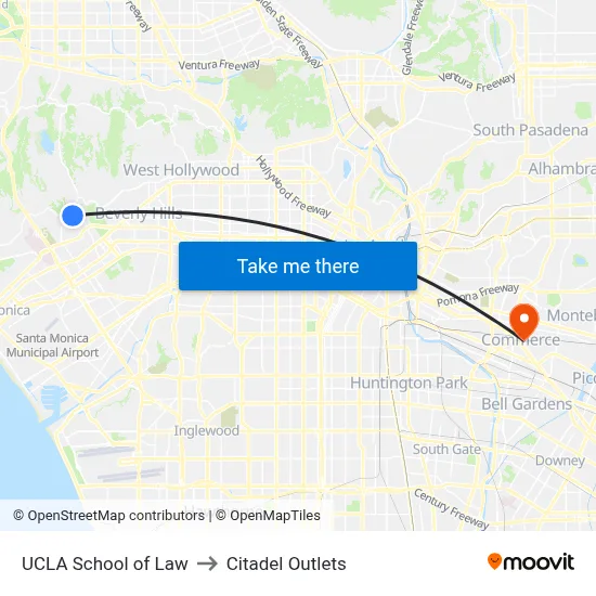 UCLA School of Law to Citadel Outlets map