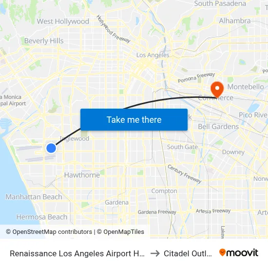 Renaissance Los Angeles Airport Hotel to Citadel Outlets map