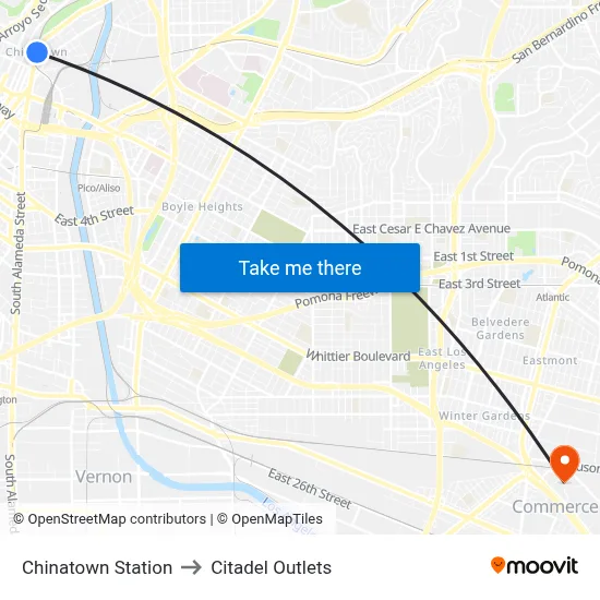 Chinatown Station to Citadel Outlets map