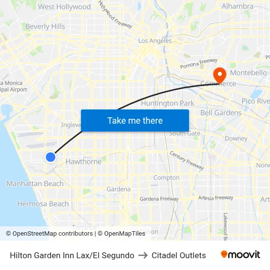 Hilton Garden Inn Lax/El Segundo to Citadel Outlets map