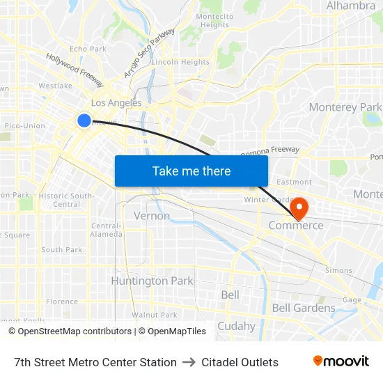7th Street Metro Center Station to Citadel Outlets map
