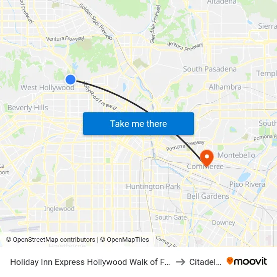 Holiday Inn Express Hollywood Walk of Fame an IHG Hotel Los Angeles to Citadel Outlets map
