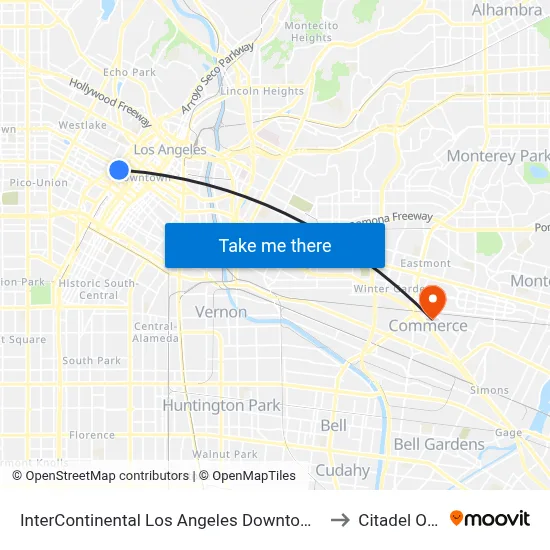 InterContinental Los Angeles Downtown an IHG Hotel to Citadel Outlets map