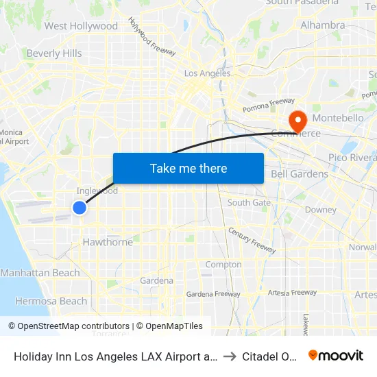 Holiday Inn Los Angeles LAX Airport an IHG Hotel to Citadel Outlets map