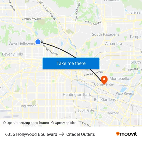 6356 Hollywood Boulevard to Citadel Outlets map