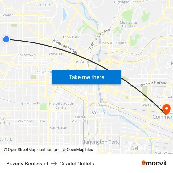 Beverly Boulevard to Citadel Outlets map