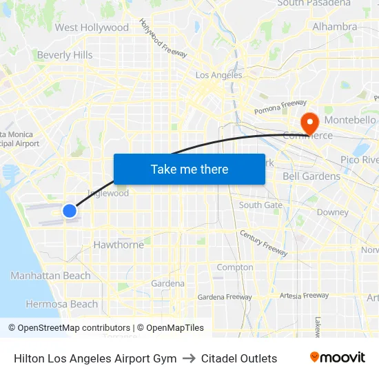 Hilton Los Angeles Airport Gym to Citadel Outlets map