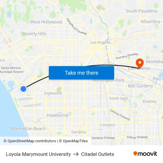 Loyola Marymount University to Citadel Outlets map