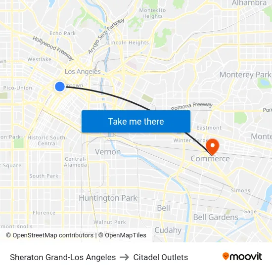 Sheraton Grand-Los Angeles to Citadel Outlets map