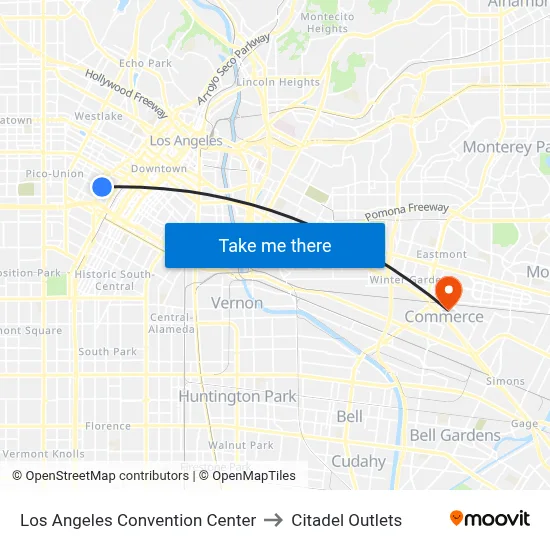 Los Angeles Convention Center to Citadel Outlets map