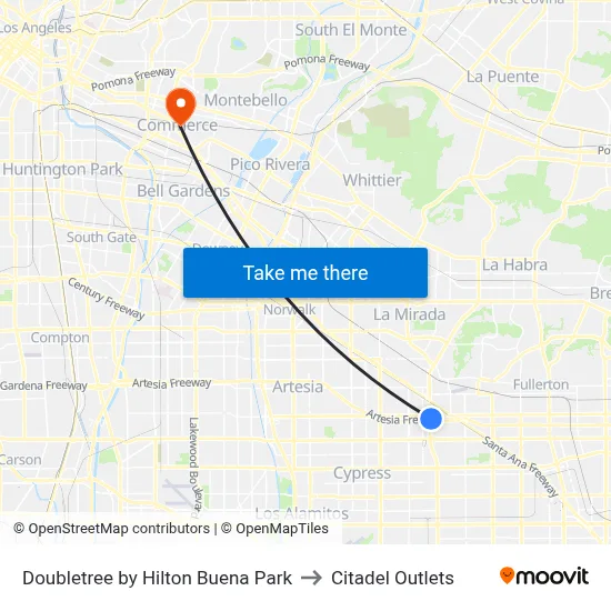 Doubletree by Hilton Buena Park to Citadel Outlets map