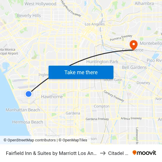 Fairfield Inn & Suites by Marriott Los Angeles LAX/El Segundo to Citadel Outlets map