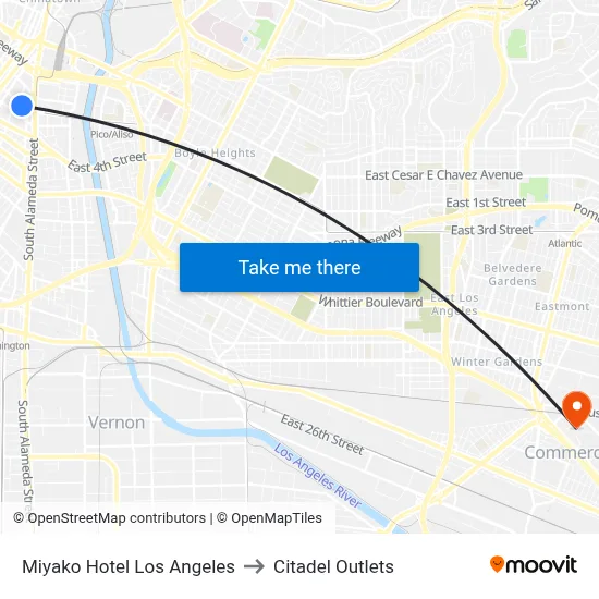 Miyako Hotel Los Angeles to Citadel Outlets map