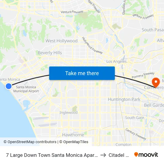 7 Large Down Town Santa Monica Apartment, Los Angeles to Citadel Outlets map