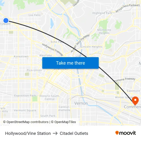 Hollywood/Vine Station to Citadel Outlets map