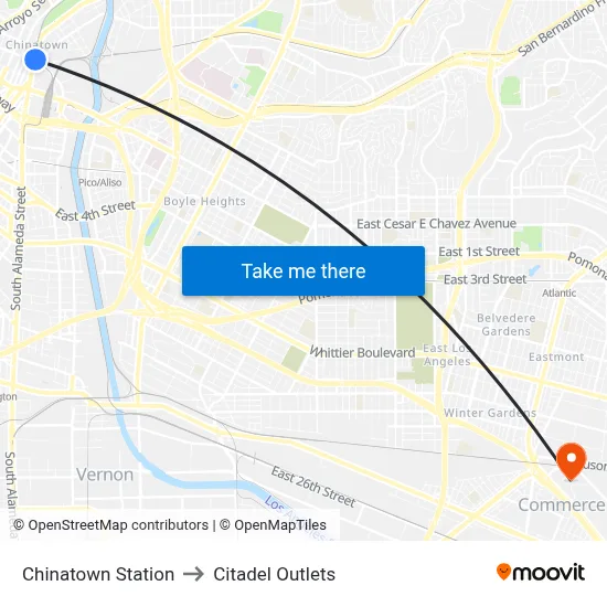 Chinatown Station to Citadel Outlets map