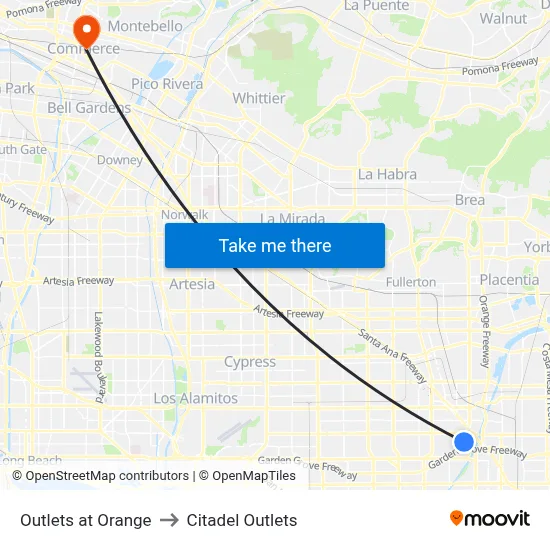 Outlets At Orange to Citadel Outlets map