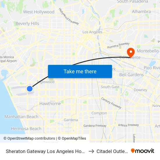 Sheraton Gateway Los Angeles to Citadel Outlets map