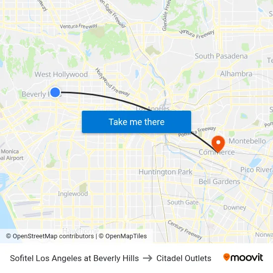 Sofitel Los Angeles At Beverly Hills to Citadel Outlets map