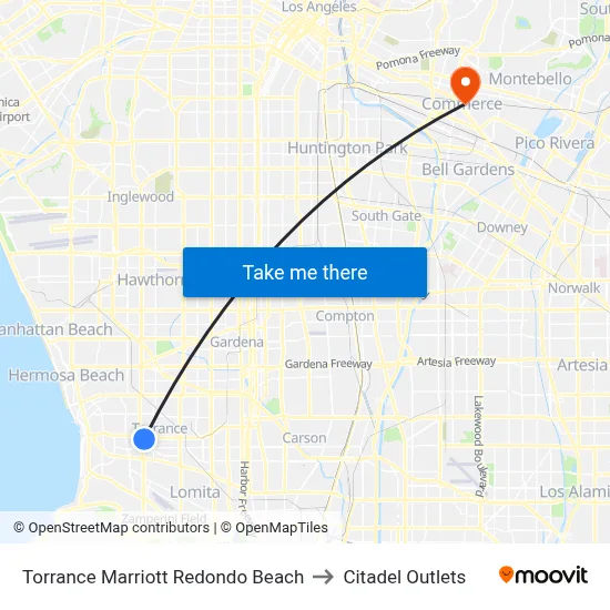 Torrance Marriott Redondo Beach to Citadel Outlets map