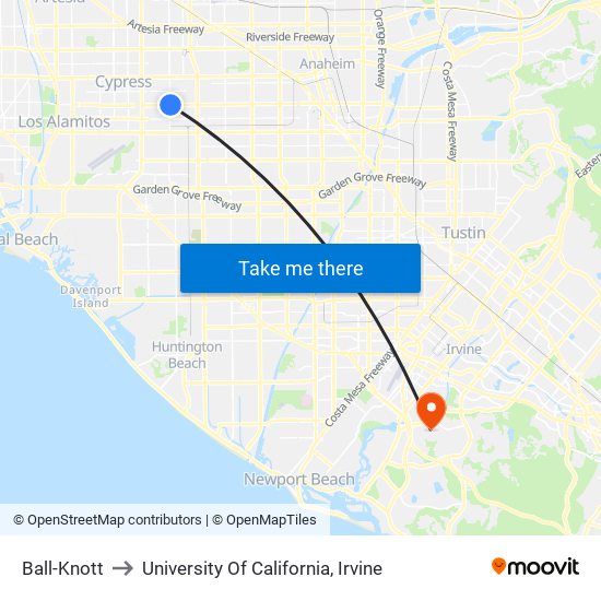 Ball-Knott to University Of California, Irvine map