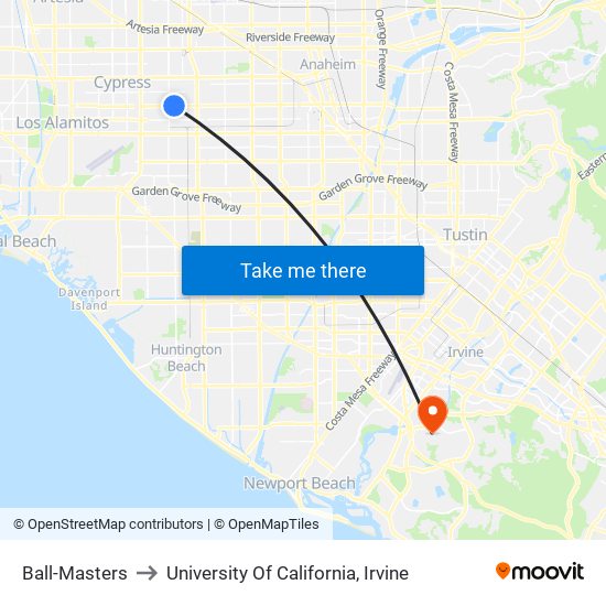 Ball-Masters to University Of California, Irvine map