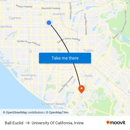 Ball-Euclid to University Of California, Irvine map