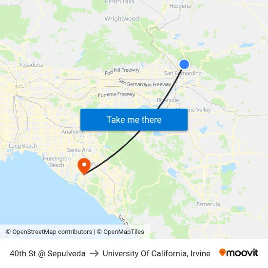 40th St @ Sepulveda to University Of California, Irvine map