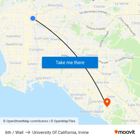 6th / Wall to University Of California, Irvine map