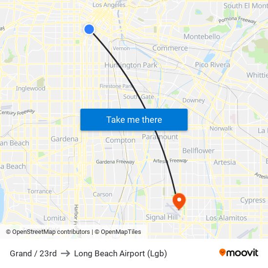 Grand / 23rd to Long Beach Airport (Lgb) map