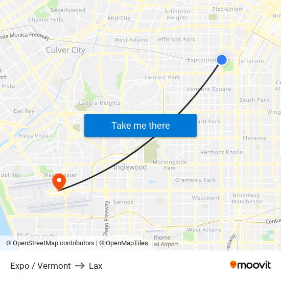 Expo / Vermont to Lax map