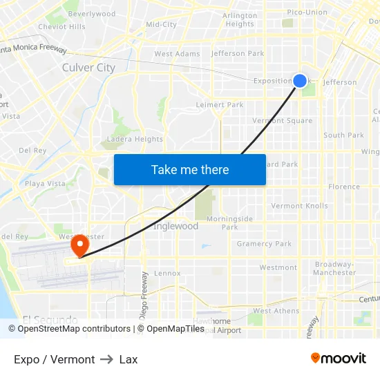 Expo / Vermont to Lax map