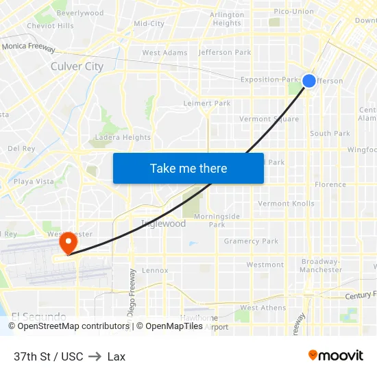 37th St / USC to Lax map