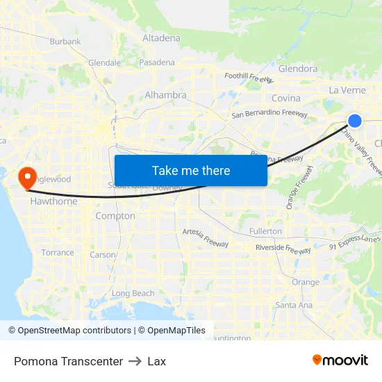 Pomona Transcenter to Lax map