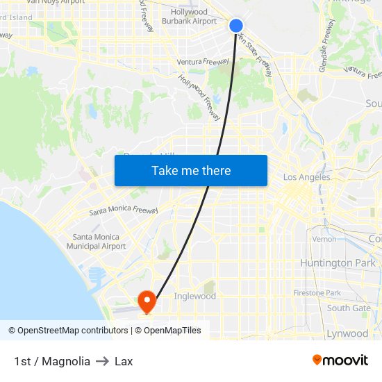 1st / Magnolia to Lax map