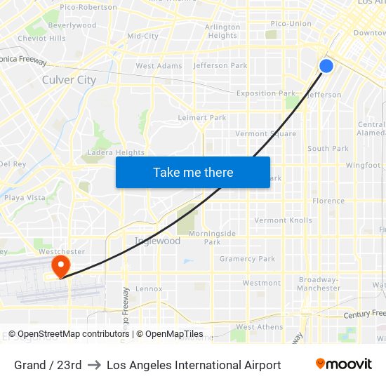 Grand / 23rd to Los Angeles International Airport map