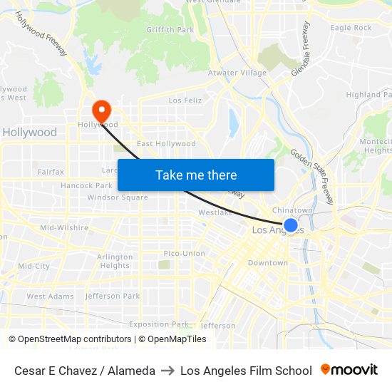 Cesar E Chavez / Alameda to Los Angeles Film School map