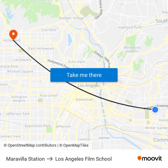 Maravilla Station to Los Angeles Film School map