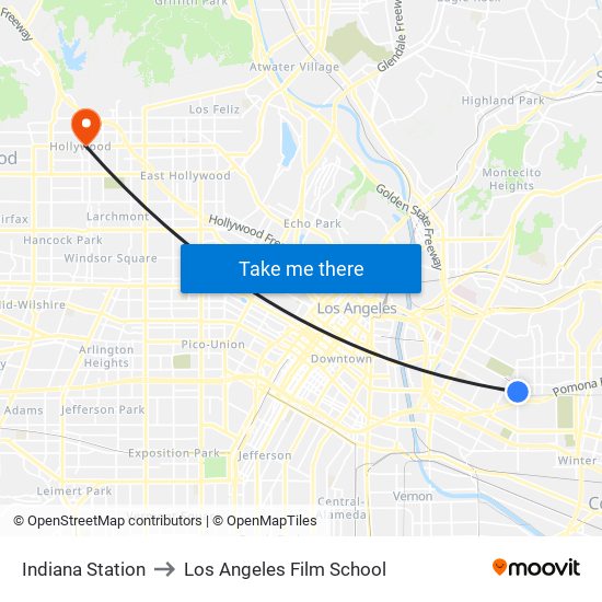 Indiana Station to Los Angeles Film School map